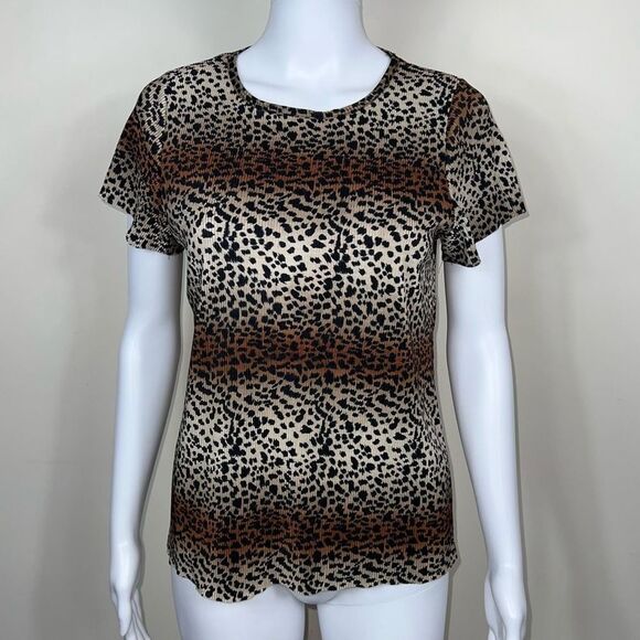 Nicola Vintage Ombré Animal Print Micro Pleated Blouse (No Size.. measurements i - Picture 1 of 10